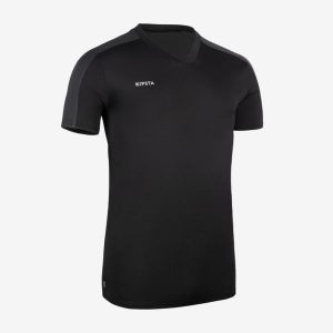 Koszulka do piłki nożnej Kipsta Essential. Białe bluzki KIPSTA, l, bez wzorów, z materiału, sportowe, bez kołnierzyka, bez ramiączek. Za 34,99 zł.