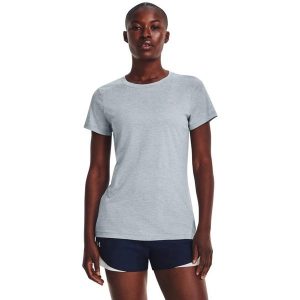 Koszulka damska Under Armour Tech SSC - Twist. Szare koszulki sportowe Under Armour, bez wzorów, bez ramiączek. Za 89,99 zł.
