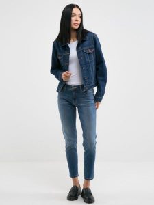Kurtka damska jeansowa granatowa Josephine 507. Niebieskie kurtki Big Star, l, bez wzorów, z denimu, bez kaptura. W wyprzedaży za 299,99 zł.