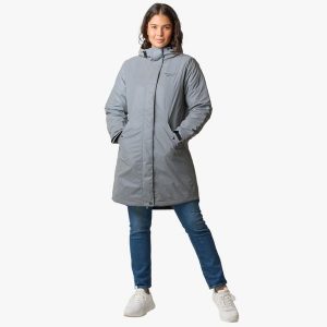 Parka turystyka damska Swedemount Glow Insulated Coat oddychająca. Szare kurtki SWEDEMOUNT, bez wzorów, z tkaniny, bez kaptura. Za 399,99 zł.