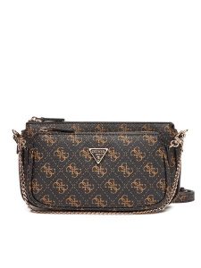 Guess Torebka Noelle II Mini HWQG96 72710 Brązowy. Brązowe torebki klasyczne Guess, z aplikacjami, ze skóry, bez dodatków. Za 419,99 zł.