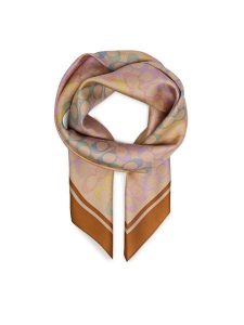 Coach Chusta 29CDL33 Beżowy. Brązowe apaszki i chusty Coach, bez wzorów, z jedwabiu. Za 399,99 zł.