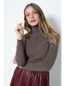 Perfect Cashmere Kaszmirowy golf "Ashley" w kolorze szarobrązowym rozmiar: XL. Brązowe golfy Perfect Cashmere, bez wzorów, z kaszmiru. Za 406,95 zł.