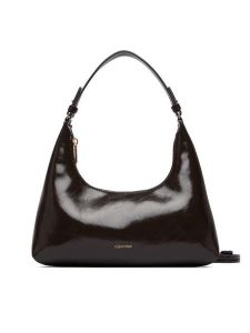 Calvin Klein Torebka Foil Logo Glossy Conv Shoulder B LV04F3737G Brązowy. Brązowe torebki klasyczne Calvin Klein, bez wzorów, ze skóry, bez dodatków. Za 489,99 zł.