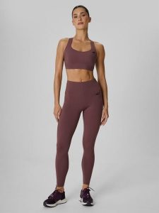 4F Legginsy treningowe z jednorazową regulacją długości damskie - brązowe XS. Brązowe legginsy 4f, bez wzorów, z podwyższonym stanem. Za 179,99 zł.