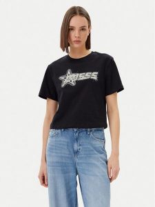 Guess T-Shirt V5GI12 K9RM1 Czarny Boxy Fit. Czarne t-shirty Guess, m, z aplikacjami, z bawełny, bez kołnierzyka, bez ramiączek. Za 89,99 zł.