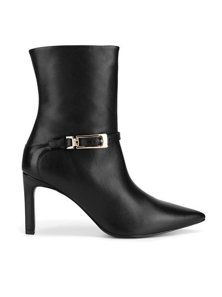 Gino Rossi Botki FLORIA-116035 Czarny. Czarne botki Gino Rossi, bez wzorów, ze skóry, bez obcasa, na szpilce, bez zapięcia. Za 299,99 zł.