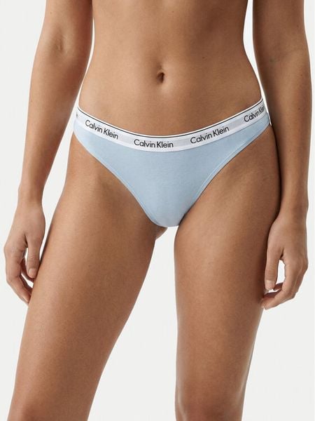 Calvin Klein Underwear Stringi 000QD5043E Błękitny. Niebieskie stringi Calvin Klein Underwear, bez wzorów, z bawełny. Za 79,99 zł.