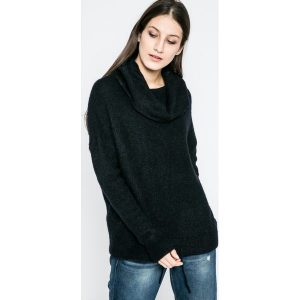 Vero Moda - Sweter Helen. Czarne golfy marki Vero Moda, z dzianiny, z krótkim rękawem. W wyprzedaży za 89,90 zł.