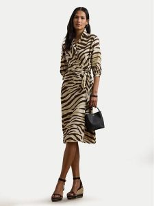 LAUREN RALPH LAUREN Sukienka koszulowa 200970833001 Beżowy Regular Fit. Brązowe sukienki Lauren Ralph Lauren, bez wzorów, z syntetyku, bez kołnierzyka, bez ramiączek, koszulowe. Za 692,99 zł.