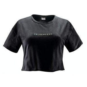 Crop-Top Damski Dont want your Beta. Czarne topy FELSENFEST, bez wzorów, z bawełny, bez kołnierzyka, bez ramiączek. Za 139,99 zł.