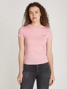 TOMMY JEANS Koszulka w kolorze jasnoróżowym rozmiar: S. Różowe bluzki Tommy Jeans, s, bez wzorów, z bawełny, bez kołnierzyka, bez ramiączek. Za 96,95 zł.