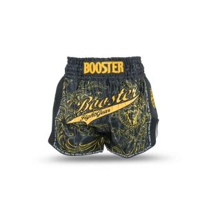 Szorty do boksu tajskiego Booster Fight Gear TBT Medusa. Czarne szorty BOOSTER FIGHT GEAR, bez wzorów, sportowe. Za 315,50 zł.