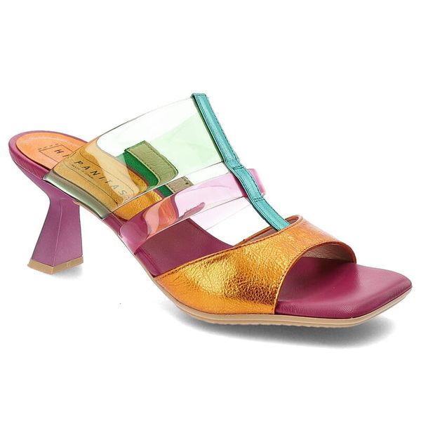 Różowe Klapki Hispanitas Eleganckie Obuwie Damskie. Czerwone klapki Hispanitas, bez wzorów, z materiału, bez obcasa, na obcasie. Za 369,00 zł.