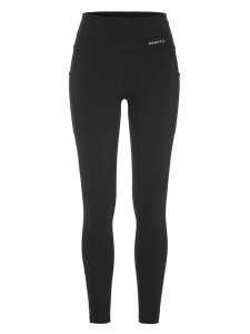 Craft Essence Tights 3 W – Legginsy treningowe z szerokim pasem – Black. Czarne legginsy Craft, bez wzorów, z elastanu. Za 344,00 zł.