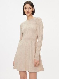 ONLY Sukienka dzianinowa 15306551 Beżowy Regular Fit. Brązowe kombinezony ONLY, xs, bez wzorów, z dzianiny, bez kołnierzyka, bez ramiączek. Za 189,99 zł.