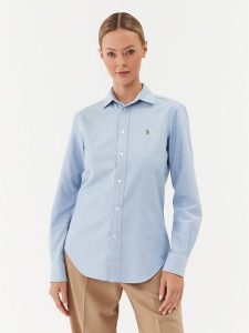 Polo Ralph Lauren Koszula 211891377001 Niebieski Regular Fit. Niebieskie koszule Polo Ralph Lauren, bez wzorów, z bawełny, bez kołnierzyka, bez ramiączek. Za 379,99 zł.