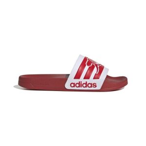 Klapki adilette Arsenal 2025/26. Czerwone klapki ADIDAS, bez wzorów, z materiału, bez obcasa. Za 194,50 zł.
