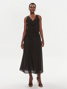 Pinko Sukienka codzienna Beginners 103740 A1XN Czarny Relaxed Fit. Czarne sukienki Pinko, na co dzień, bez wzorów, z bawełny, bez kołnierzyka, bez ramiączek, proste. Za 679,00 zł.