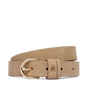 Pasek Damski Tommy Hilfiger. Brązowe paski TOMMY HILFIGER, bez wzorów, z nubiku. Za 209,99 zł.