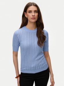 Vero Moda Sweter Morena 10321893 Błękitny Slim Fit. Niebieskie swetry klasyczne Vero Moda, m, z bawełny, bez kołnierzyka. Za 139,99 zł.