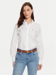 Polo Ralph Lauren Koszula 211941520002 Biały Slim Fit. Białe koszule Polo Ralph Lauren, bez wzorów, z bawełny, bez kołnierzyka, bez ramiączek. Za 449,99 zł.