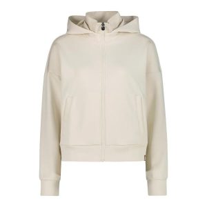 Bluza z kapturem z wysokim, prążkowanym kołnierzem dla kobiet CMP. Białe bluzy CMP, bez wzorów, prążkowane, z kapturem. Za 387,15 zł.