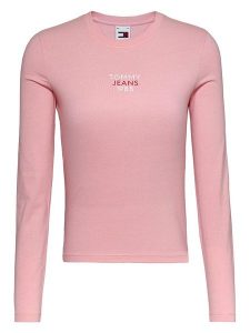 TOMMY JEANS Koszulka w kolorze jasnoróżowym rozmiar: L. Różowe bluzki Tommy Jeans, l, bez wzorów, z jeansu, bez kołnierzyka, bez ramiączek. Za 100,99 zł.