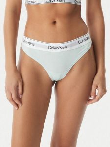 Calvin Klein Underwear Stringi LV00QF8518 Zielony jasny. Zielone stringi Calvin Klein Underwear, bez wzorów, z bawełny. Za 99,99 zł.