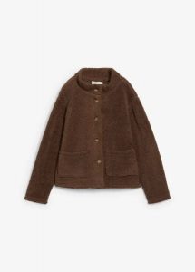 Bluza rozpinana z kożuszkowego polaru. Brązowe bluzy bonprix, bez wzorów, z polaru, bez kaptura. Za 149,99 zł.