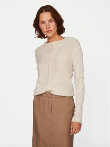 Vila Sweter Olina 14098889 Beżowy Regular Fit. Brązowe swetry klasyczne Vila, s, z syntetyku, bez kołnierzyka. Za 69,99 zł.