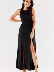 Sukienka Model A549 Black - awama. Czarne sukienki Awama, l, bez wzorów, z elastanu, eleganckie, bez kołnierzyka, plus size, bez ramiączek, maxi, dopasowane. Za 334,28 zł.