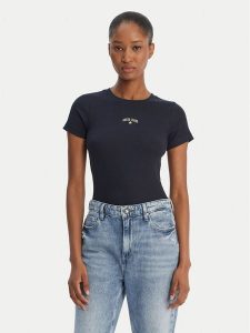 Guess Jeans T-Shirt W6GPZ3 KA0H1 Granatowy Slim Fit. Niebieskie t-shirty Guess Jeans, xl, z aplikacjami, z bawełny, bez kołnierzyka, bez ramiączek. Za 159,99 zł.