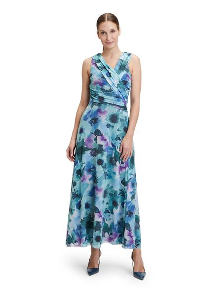 Vera Mont Sukienka w kolorze niebiesko-fioletowo-turkusowym rozmiar: 40. Niebieskie sukienki Vera Mont, bez wzorów, bez kołnierzyka, bez ramiączek, midi. Za 235,50 zł.