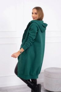 Bluza ocieplana długa z kapturem ciemno zielona. Zielone bluzy KESI, l, bez wzorów, z bawełny, z kapturem. Za 313,67 zł.
