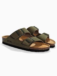 BAYTON Klapki "Atlas" w kolorze khaki rozmiar: 40. Brązowe klapki Bayton, bez wzorów, z otwartym noskiem, bez obcasa. Za 155,95 zł.
