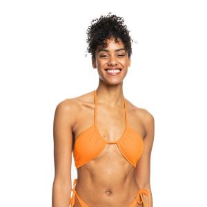 Góra od stroju kąpielowego ROXY Color Jam. Brązowe bikini Roxy, bez wzorów. Za 79,99 zł.