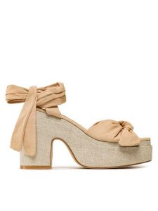 DeeZee Sandały HGT22059 Beżowy. Brązowe sandały DeeZee, bez wzorów, z materiału, bez obcasa, na słupku, bez zapięcia. Za 179,99 zł.