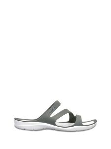 Crocs Klapki "Swiftwater" w kolorze biało-szarym rozmiar: 34/35. Białe klapki Crocs, bez wzorów, z otwartym noskiem, bez obcasa. Za 48,28 zł.
