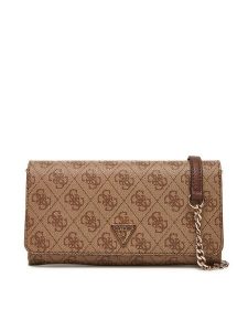 Guess Torebka Noelle II Mini HWBG96 72750 Brązowy. Brązowe torebki wieczorowe Guess, z aplikacjami, ze skóry, bez dodatków. Za 309,99 zł.