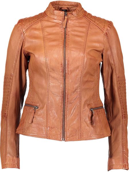 7eleven Skórzana kurtka "Fran" w kolorze karmelowym rozmiar: XL. Brązowe kurtki 7eleven, xl, bez wzorów, z materiału, bez kaptura. Za 379,44 zł.