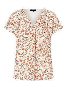 More & More Koszulka w kolorze biało-pomarańczowym rozmiar: 34. Białe bluzki More & More, s, bez wzorów, z wiskozy, klasyczne, bez kołnierzyka, bez ramiączek. Za 35,10 zł.