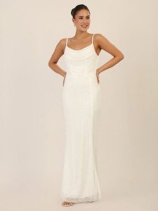 APART Sukienka w kolorze kremowym rozmiar: 46. Brązowe sukienki Apart, bez wzorów, bez kołnierzyka, bez ramiączek, maxi. Za 556,99 zł.