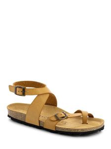 BACKSUN Skórzane sandały "Mala" w kolorze jasnobrązowym rozmiar: 39. Brązowe sandały Backsun, bez wzorów, ze skóry, z otwartym noskiem, bez obcasa, bez zapięcia. Za 130,99 zł.