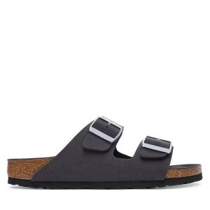 Klapki Birkenstock. Szare klapki Birkenstock, bez wzorów, bez obcasa. Za 449,99 zł.