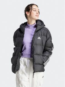 Adidas Kurtka puchowa Essentials 3-Stripes Mid Down HZ8483 Czarny Regular Fit. Czarne kurtki ADIDAS, xs, bez wzorów, z puchu, bez kaptura. Za 499,99 zł.