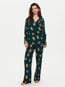 Hunkemöller Piżama 300547 Zielony Relaxed Fit. Zielone piżamy Hunkemöller, bez wzorów, z wiskozy, bez ramiączek. Za 149,99 zł.