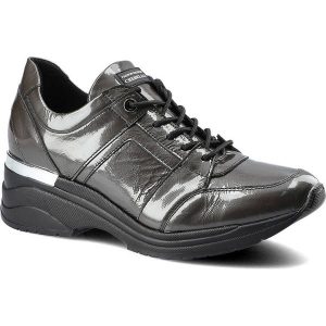 Czarne Sneakersy Damskie Chebello Skórzane Obuwie. Szare czółenka CheBello, bez wzorów, ze skóry, bez obcasa, na koturnie, bez zapięcia. Za 289,00 zł.