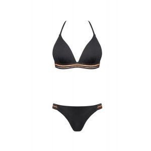 Strój kąpielowy damski dwuczęściowy kostium plażę basen Self Cosmo. Czarne bikini SELF HEAT, bez wzorów. Za 169,00 zł.