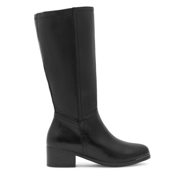 Kozaki Go Soft. Czarne kozaki Go Soft, bez wzorów, bez obcasa, na słupku, bez zapięcia. Za 369,99 zł.